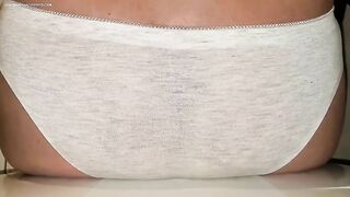 Seated and panty poops