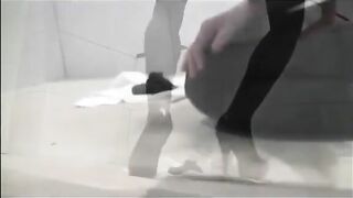 Milf in lingerie and high heels shitting