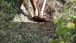 African hot chick and poop in the jungle