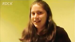 Cute lovely brunette babe takes dump