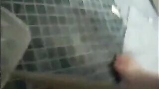 Mature sexy bbw shitting in a plastic box