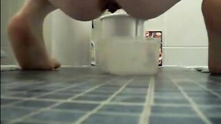 Mature bbw shitting on a plastic bowl and taste it