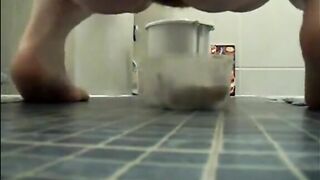 Mature bbw shitting on a plastic bowl and taste it
