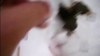 Milf shitting in a plastic bag