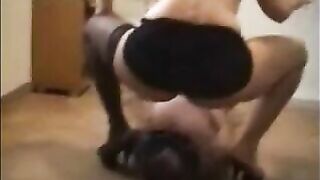 Mistress in high heels dropping shit