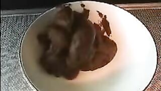 Sticky hard and black poop closeup