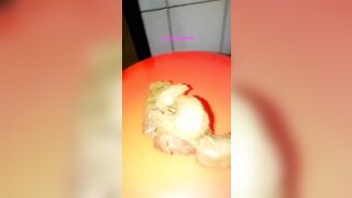 Dirty thick ass lady drops yellow poop