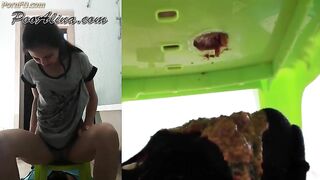 Toilet slave eats Alina's shit