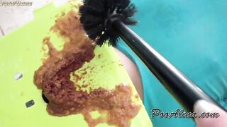 Toilet slave eats Alina's shit