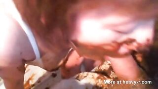 Kinky wife sucking dirty poop covered cock