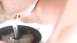 Pretty girl drops thick hard brown turd