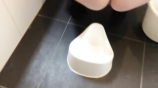 Lovely ass lady poops creamy load