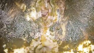 Dirty cunt covered in sticky shit