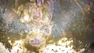 Dirty cunt covered in sticky shit