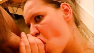 Blonde busty girl loves fresh shit