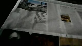 shitting on newspaper in the dark