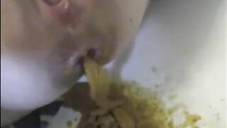 After enema woman shitting