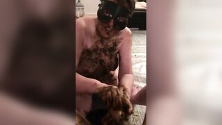 Kinky mature wife smearing shit