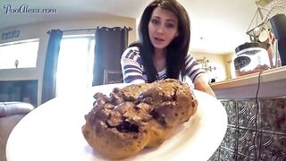 Beautiful girl shitting on plate