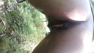 Sweet grogeous ebony lady poops in the nature