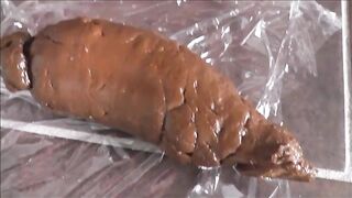 Blonde hot milf shitting on the floor