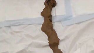 Delicious babe dripping poop