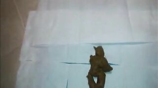 Ebony milf shitting in sexy looking doggy style