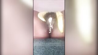Ebony girl sweet banana split n shit
