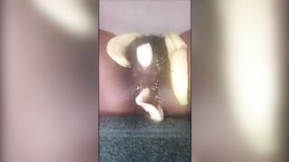 Ebony girl sweet banana split n shit