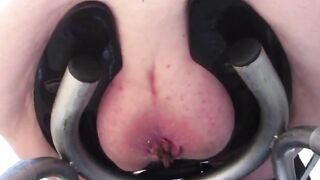 Amateur lady poops hard turd