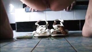 Shit and piss on her shoes then play shit with feet