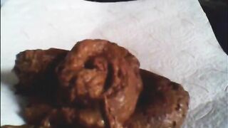 Hairy big butt mature shitting