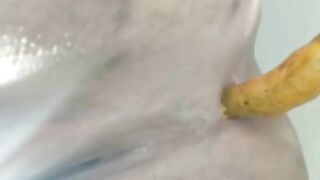 Cute chubby girl with massive tits pooping