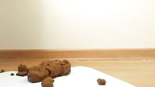 Lady in red shits and gapes