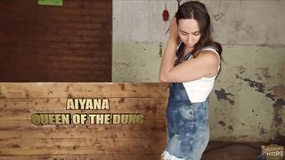 Girls covered in cow shit