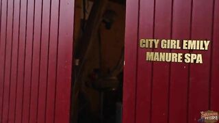 Girls covered in cow shit