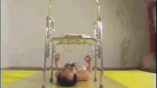 Slave gets fed a shitty expulsion through a special toilet bowl