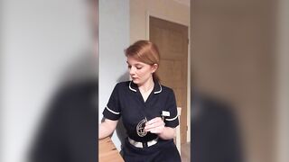 Cute nurse with beautiful ass shitting