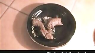 Amazing brunette lady love pooping on the floor