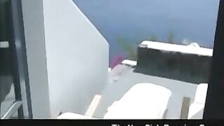 Naked young brunette babe poop teasing