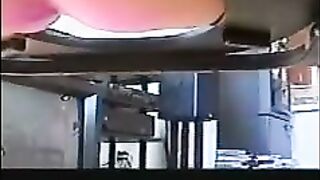 Mature brunette lady pooping hard