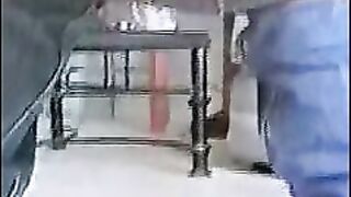 Mature busty lady pooping at home