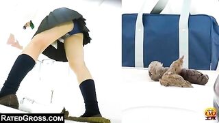 Massive long poop from hot Jap babe