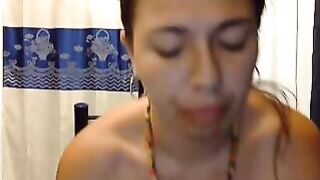 Massive tits Latina MILF shit licking