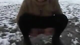 Wild Siberian outdoor pooper