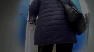 Mature lady poop cleaning