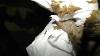 Naked round ass girl poops