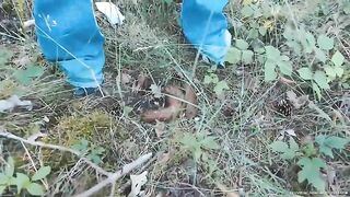 Thick hard poop in the woods