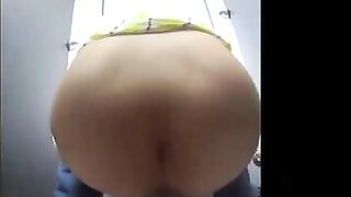 Lovely ass girl poops hard on the floor at home