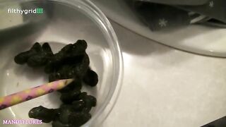 MIlf pooping shit in the beaker